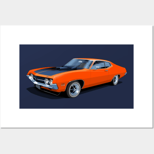 1970 Ford Torino Cobra Jet in red orange Posters and Art